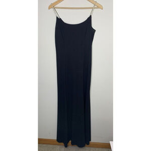 Xscape By Lawrence Kurtz Womens 10 Dress Black Maxi Rhinestone Spaghetti Straps